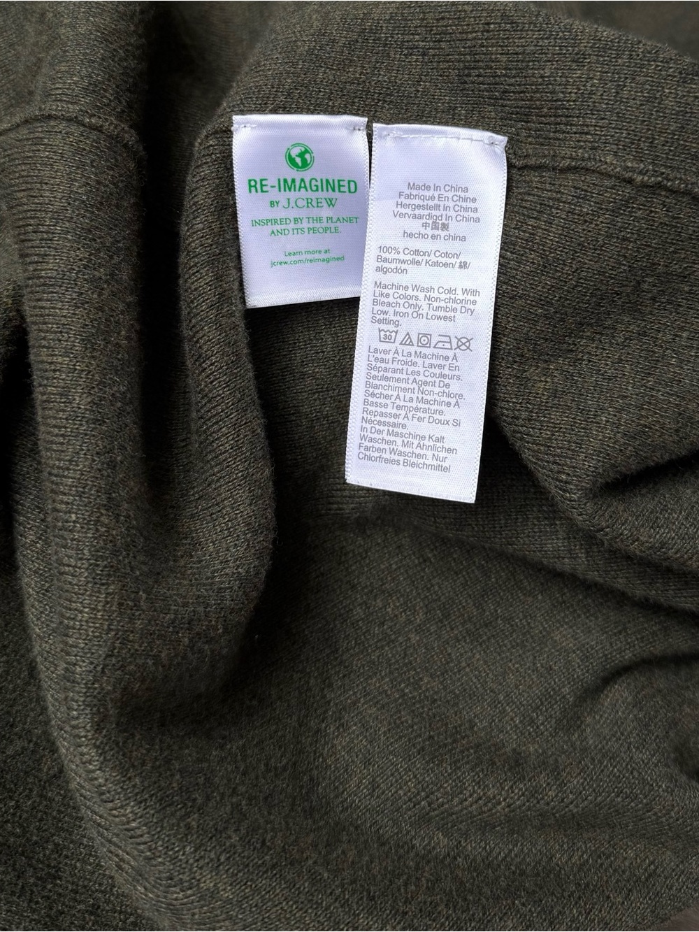 J. Crew Olive Green Open Front Longline Cotton Cardigan Sweater Size XS - Picture 4 of 4